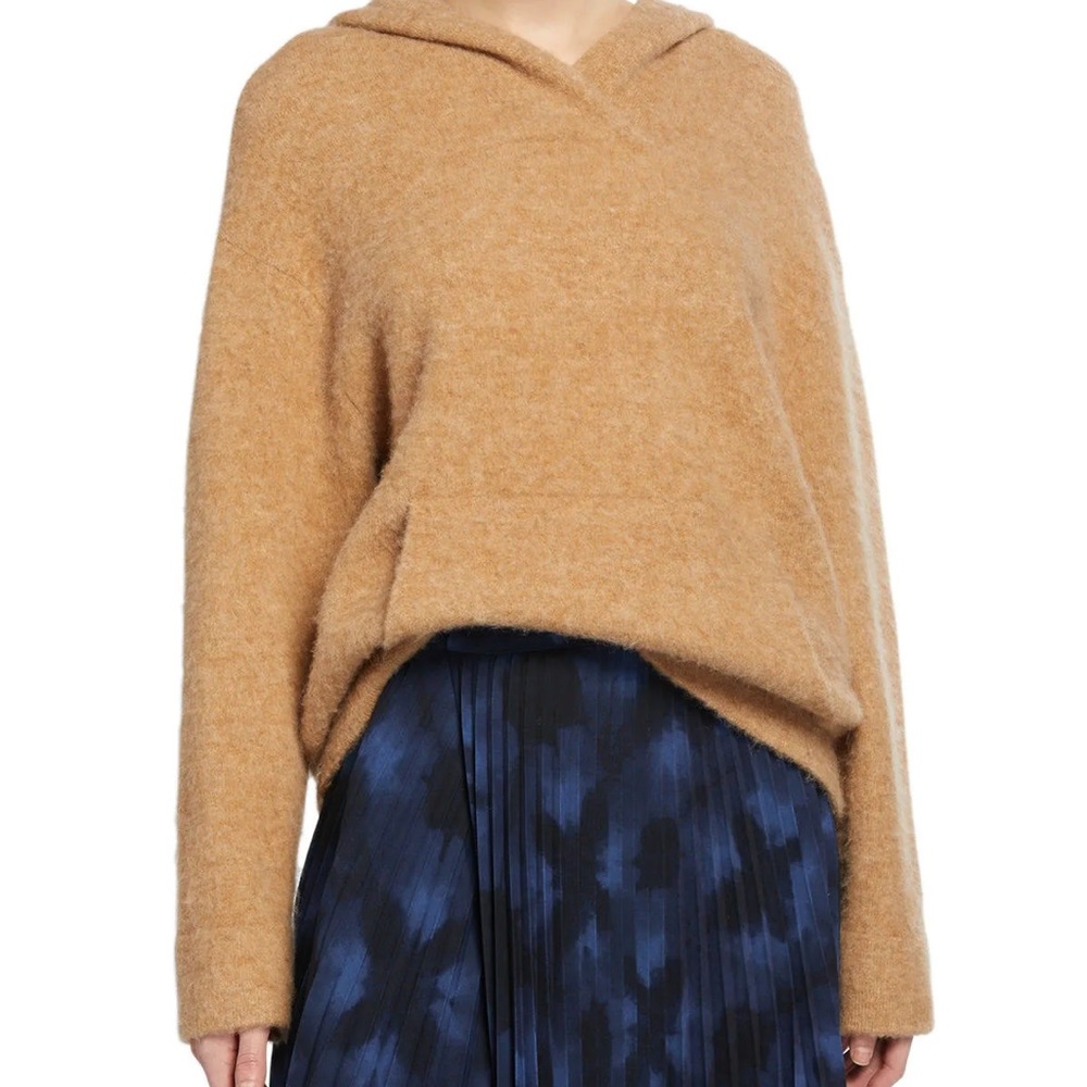 Vince Oversized Pocket Hoodie In Camel Alpaca Wool Mix Sz S